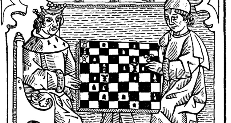 Drawing on white background of someone moving a pawn on a chess board with  impact effects