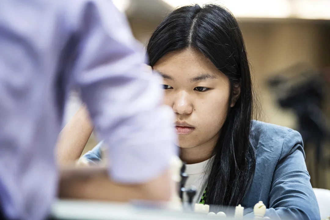 IM Carissa Yip focusing at the 2022 FIDE Olympiad. Photo: Bonhage