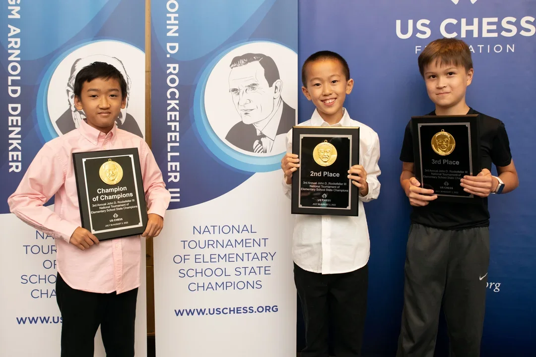 Rockefeller Winners (L to R) Andrew Jiang, Benjamin Tang, and Sam Luger at the 2022 U.S. Open. Photo: Mark Cieslikowski