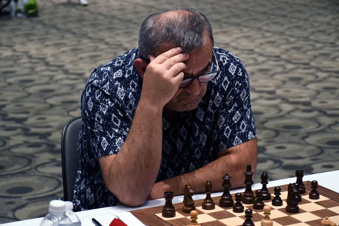 Nikoloz Managadze has played enterprising chess to reach the top of the Irwin standings after day two (photo Daniel Day)
