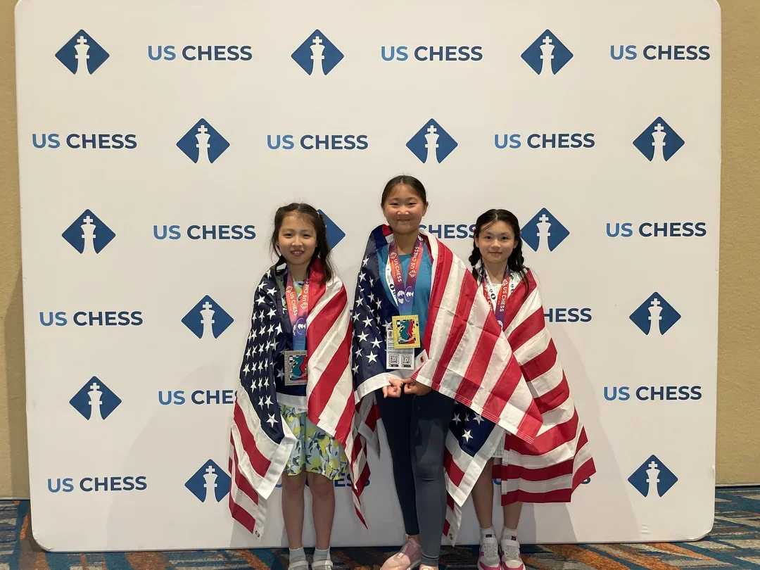 (From left) Irene Fei, Sophie Li, Aimee Yang (From left) Ethan Guo, Eric Liu, Enzo Vinales Gonzalez (Photo Courtesy US Chess)