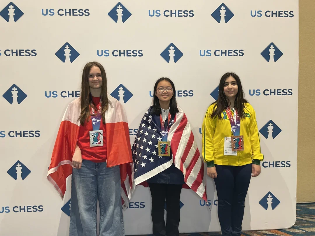 From left: Anais Fiset, Jenny Qi, Juliana Silva (Photo courtesy US Chess)