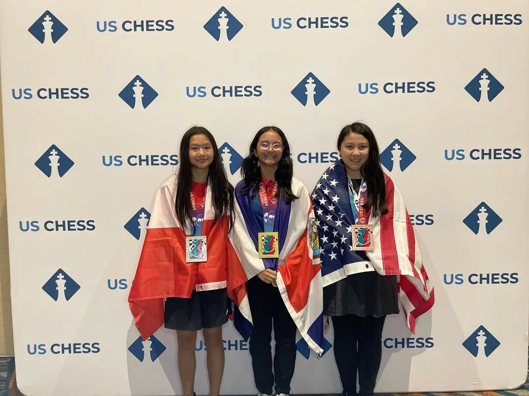 (From left) Lucy Gao, Sofia Mayorga Araya, Chloe Wang (Photo courtesy US Chess)
