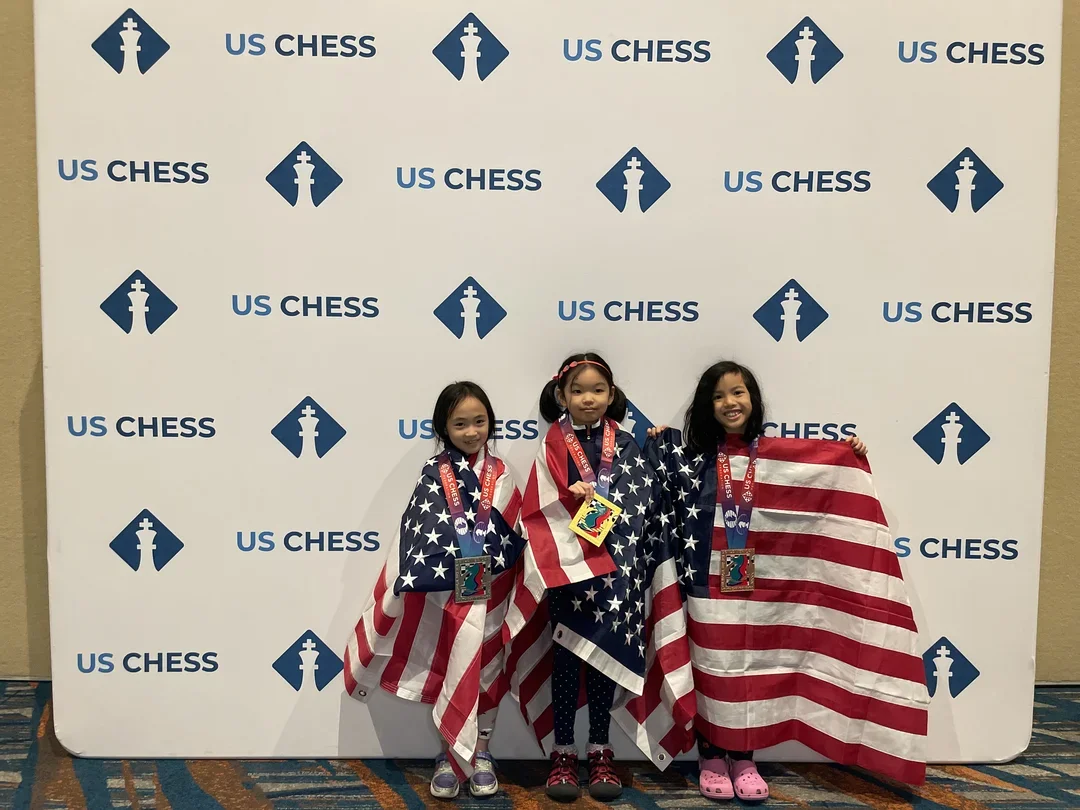 (From left) Elizabeth Xia, Abigail Zhou, Sarah Nguyen (Photo courtesy US Chess)