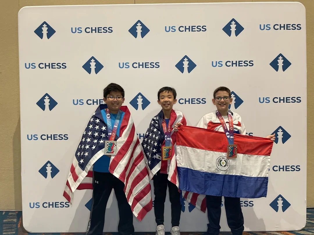 (From left) Ethan Guo, Eric Liu, Enzo Vinales Gonzalez (Photo Courtesy US Chess)