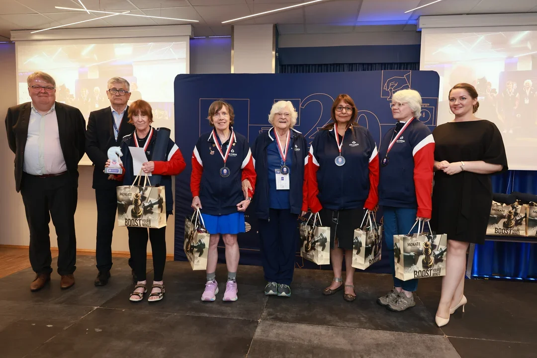 A third team, a third medal! Team USA Women took home the bronze in the 65+ section. (Photo courtesy Mark Livshitz/FIDE)