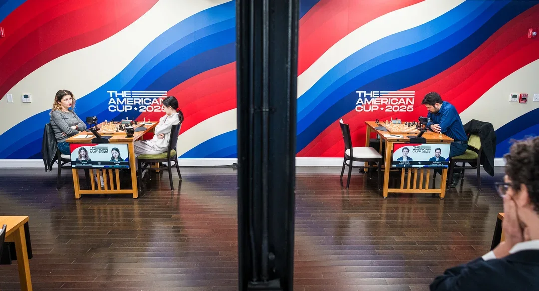 Wide view of the two Grand Finals matches