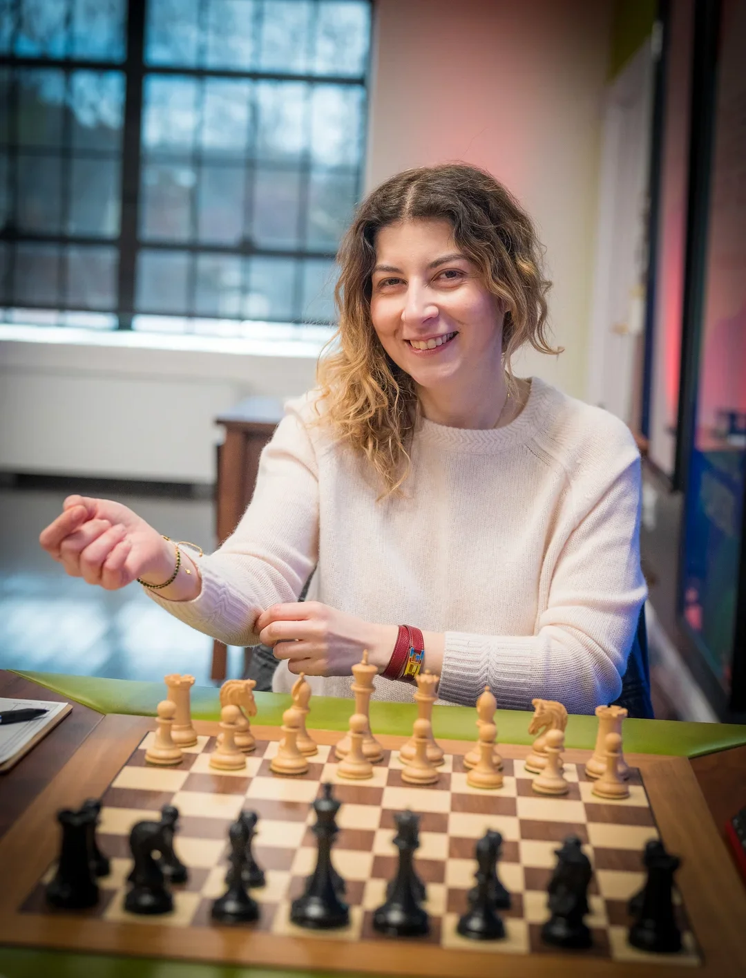 Abrahamyan before winning her second classical game in the first round of the American Cup