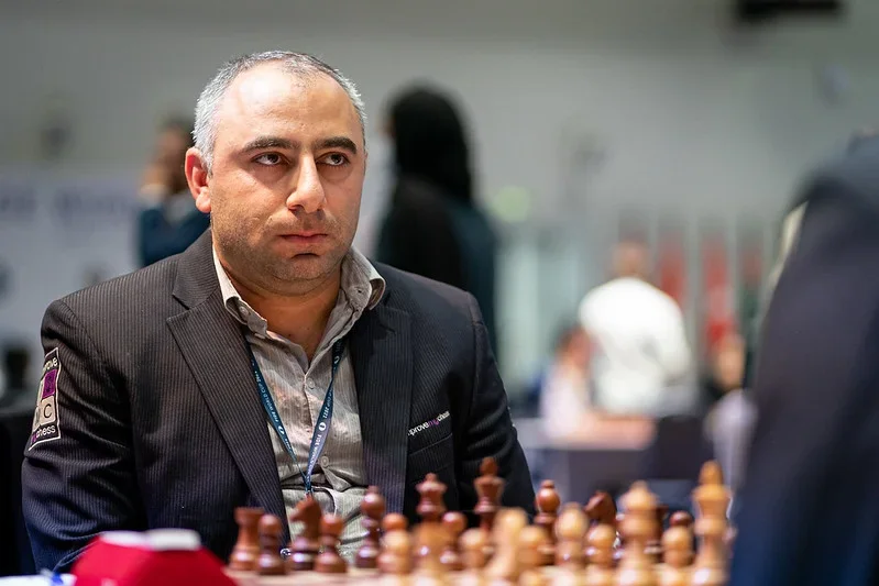 American GM Varuzhan Akobian in the first round of the 2021 FIDE World Cup