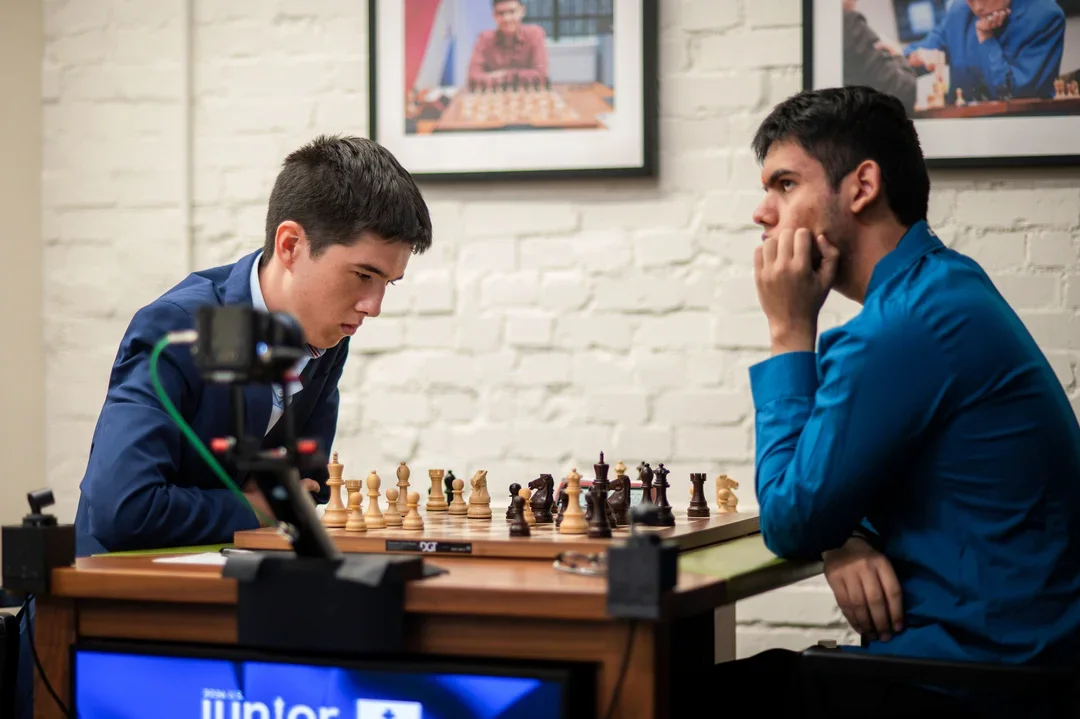 Andy Woodward (L) and Abhimanyu Mishra last squared off three months ago in the U.S. Junior Championship. (Photo courtesy SLCC/Austin Fuller)