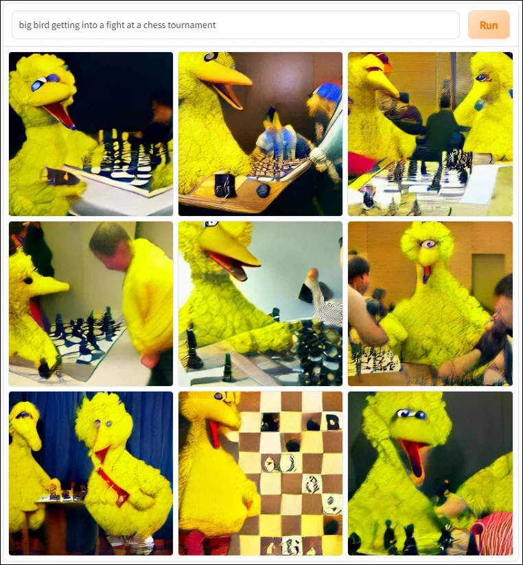 DALL-E, Big Bird Getting into a Fight at a Chess Tournament