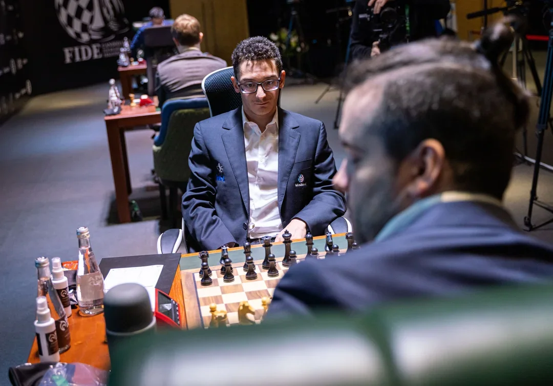 GM Fabiano Caruana prepares to take on GM Ian Nepomniachtchi