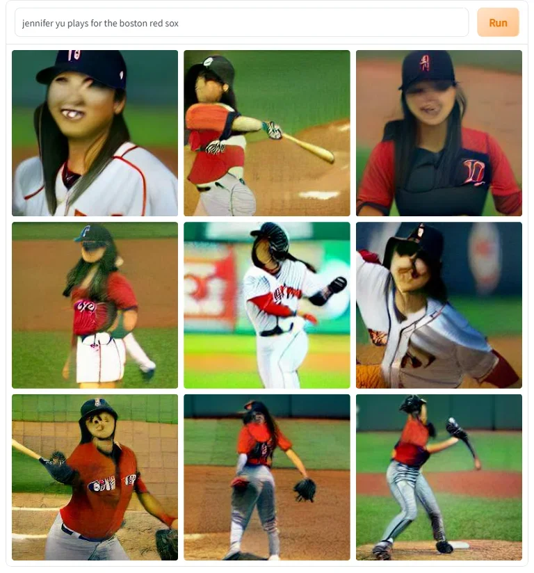 DALL-E, Jennifer Yu Plays for the Boston Red Sox