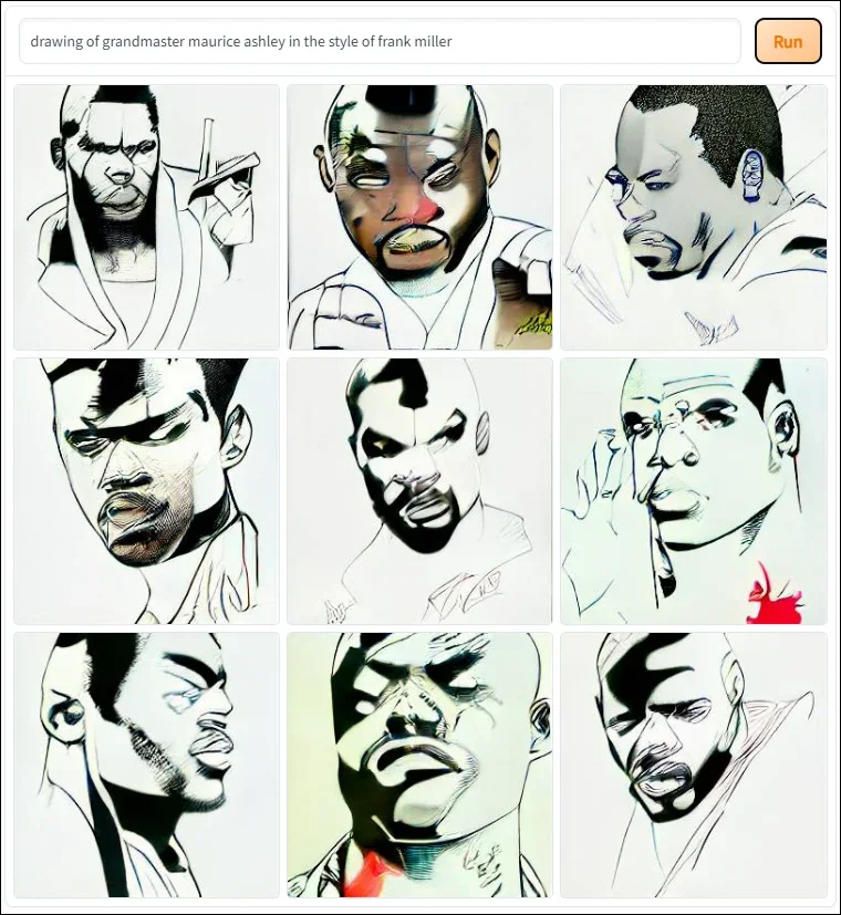 DALL-E, Drawing of Maurice Ashley in the Style of Frank Miller