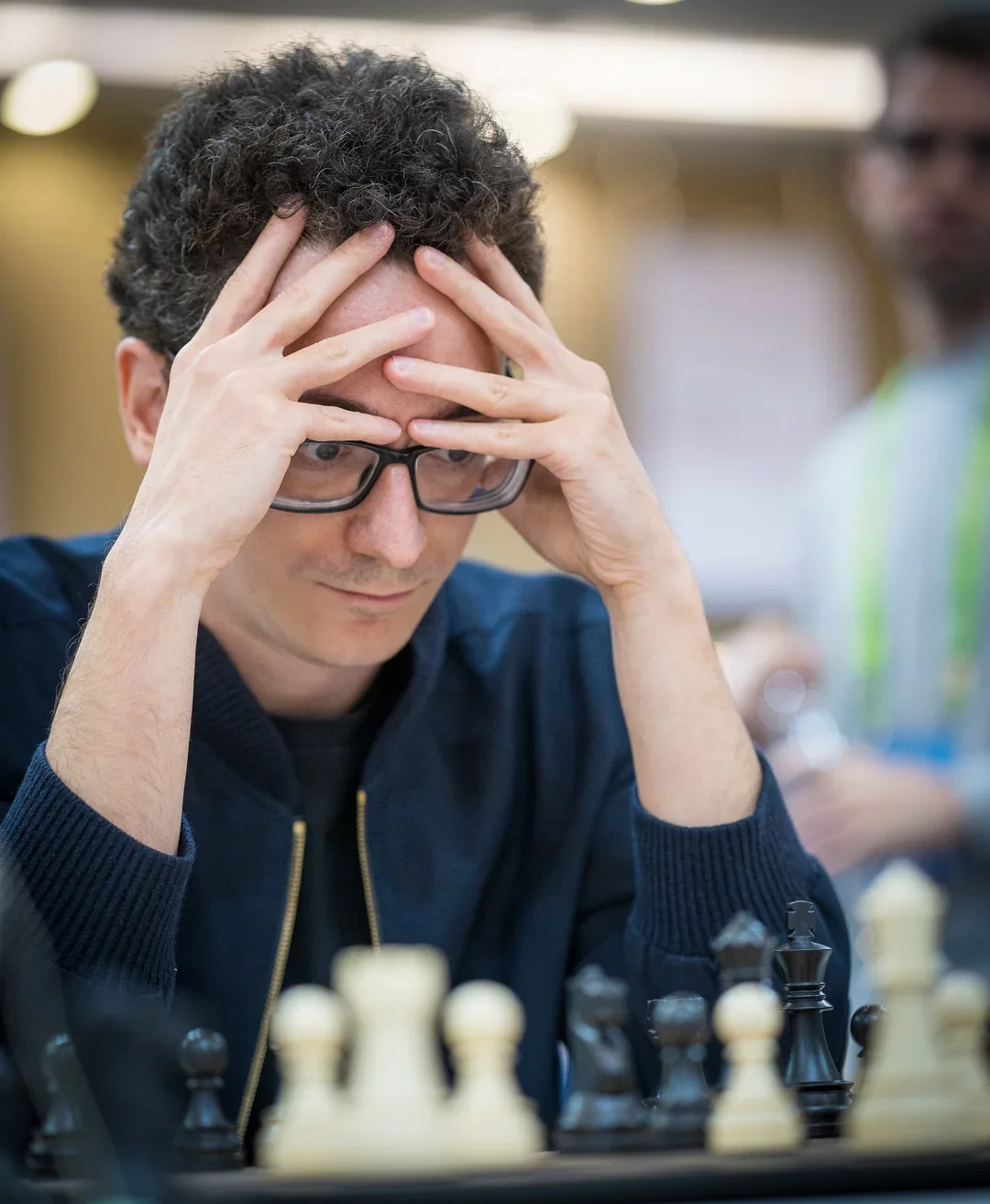 Fabiano Caruana during round 5 of the 2022 FIDE Olympiad. Photo: Ootes