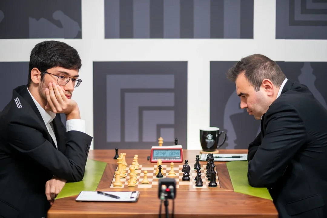 Firouzja - Mamedyarov during Round 6 of the 2022 Sinquefield Cup. Photo: Crystal Fuller/SLCC