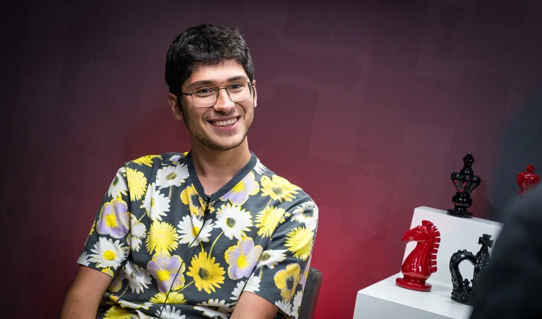 Alireza Firouzja following his playoff win at the 2022 Sinquefield Cup. Photo: Ootes/SLCC
