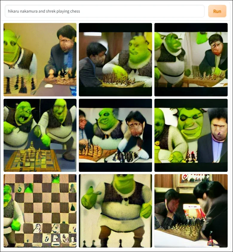 DALL-E, Hikaru Nakamura and Shrek Playing Chess