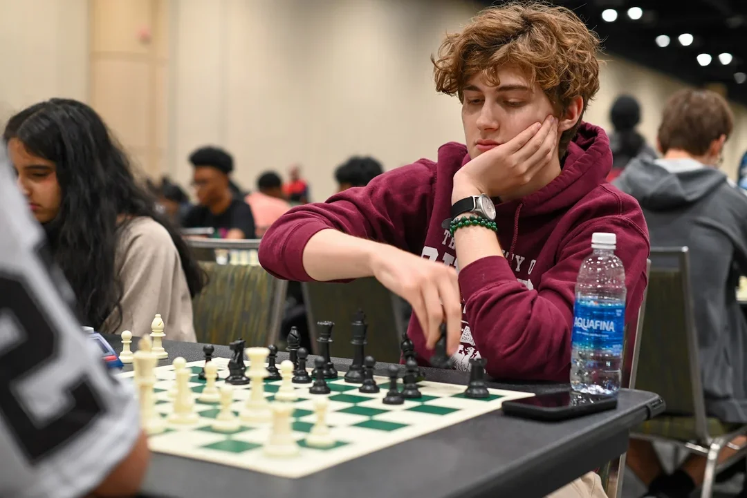 IM Nico Chasin won the K-12 Blitz on Thursday (Photo by John Hartmann)