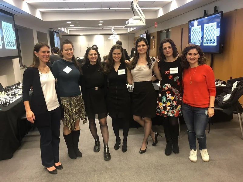 From left to right: WIM Elina Cotler, GM Irina Krush, Alexandra Weiner, Anna Ginzburg, FM Alisa Melekhina, IM Rusa Goletiani and Ana Izoria.