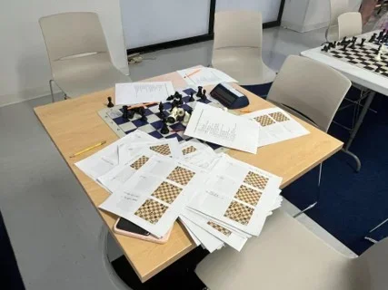 Volunteers grade the puzzle contest