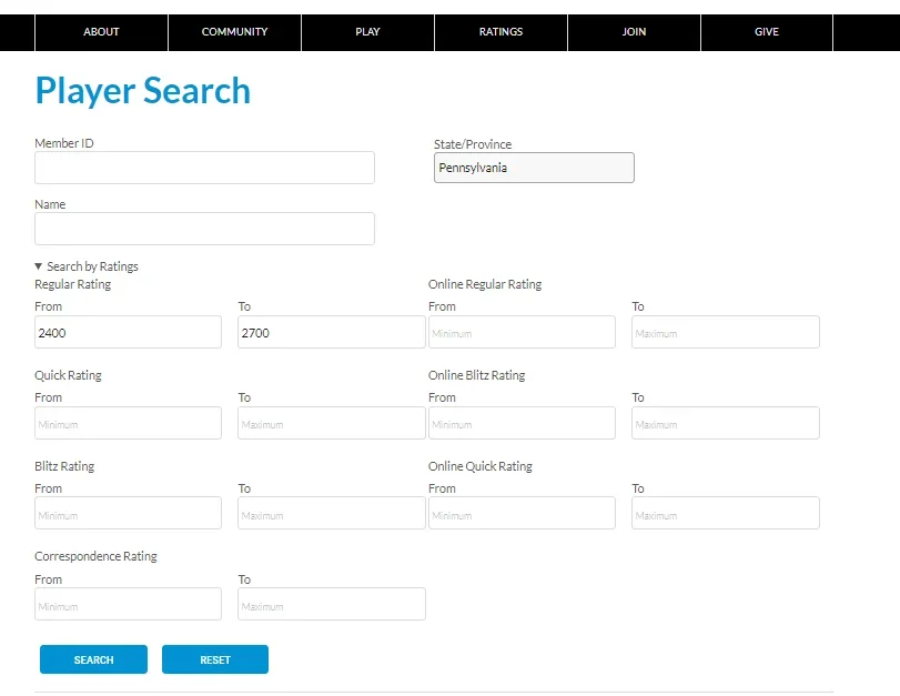 Player Search Example