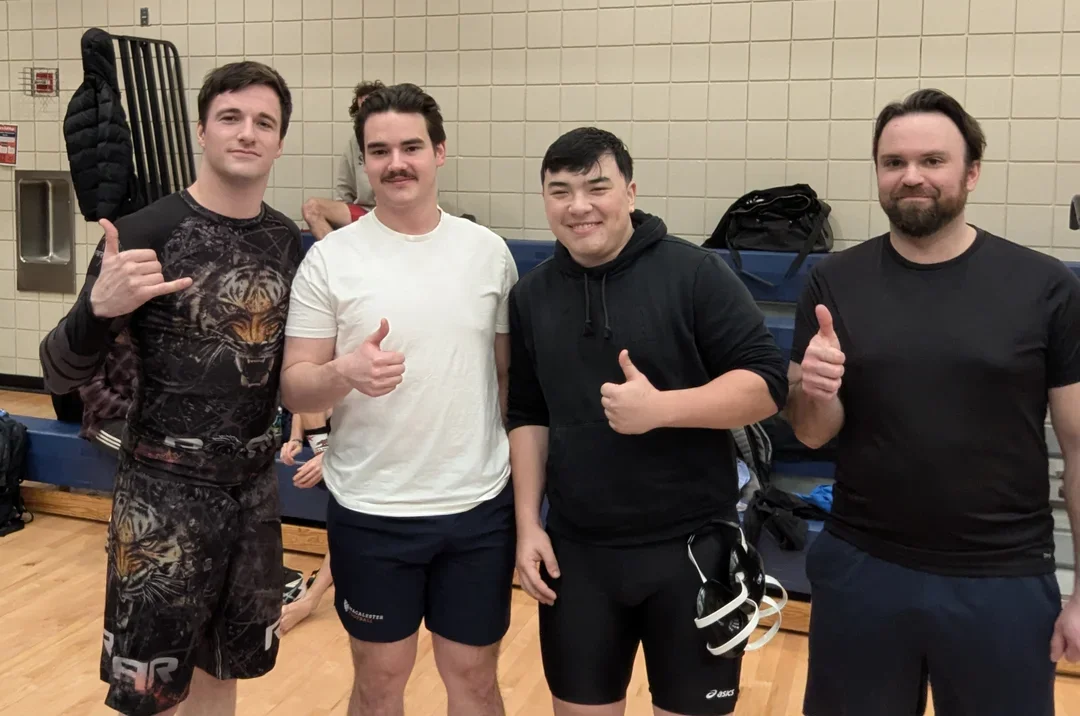 Mason Mangoiat (left) and Trevor Wang (right) move to the wrestling (Photo courtesy of Sofia Doroshenko)