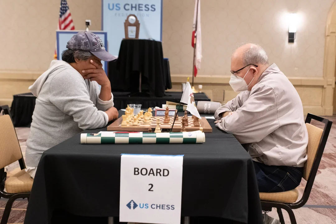 GM Enrico Sevillano and Steven Szpisjak do battle at the 2022 U.S. Open. Photo: Mark Cieslikowski