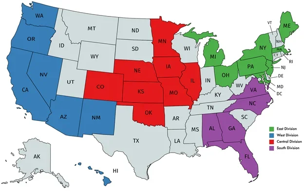 States Chess Cup U.S. Map Divisions