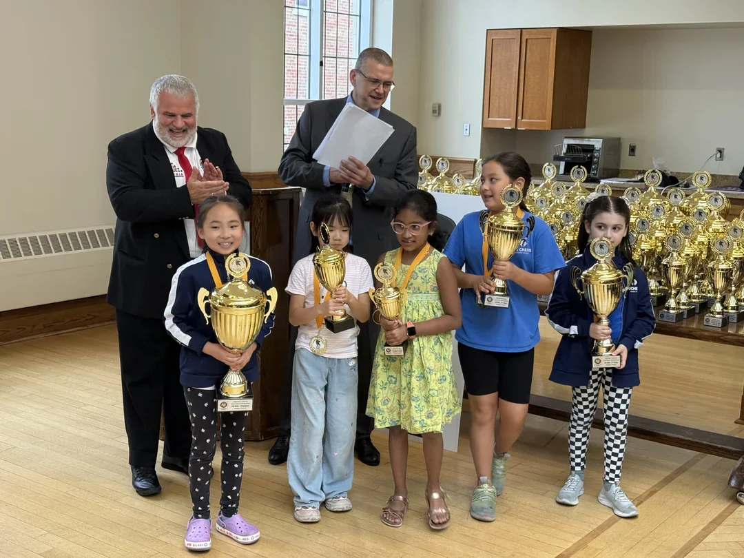 Top 5 players all from US. from left to right Emily Tang, Emma Ge, Varun Vasu, Elina Umi Khudyev and Winnie Tsuchida-Tomash c Lin Jin