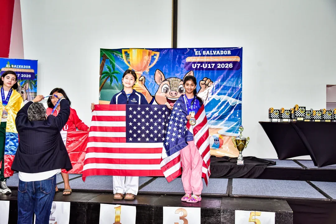 Under-13 Girls: Christine Nguyen gold 9/9, Aashvi Sri Rangamreddy bronze 6½/9