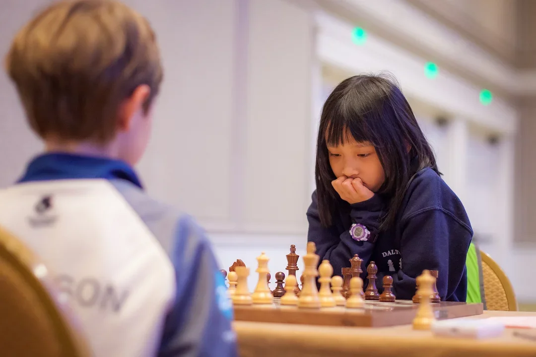 irismoufinalround Iris Mou in the final round of the 2019 KCF All-Girls National Chess Championship.