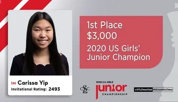 2020 U.S. Junior Girls Champion IM Carissa Yip