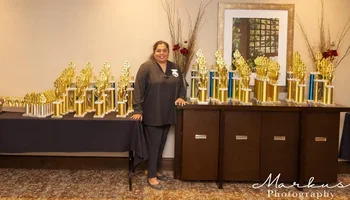 Kala with trophies 