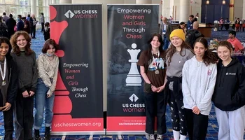 Archer School for Girls Team with US Chess Women Banners at KCF