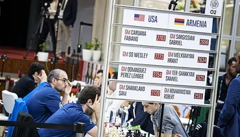 2022 FIDE Olympiad Round 7 Scoreboard. Photo: Stev Bonhage
