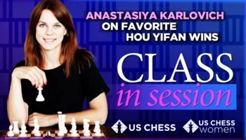 Anastasiya Karlovich, playing chess 