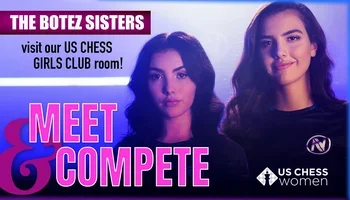 Alexandra and Andrea Botez, in a promo graphic for their US Chess Women appearance 
