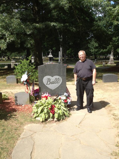 Jay Bonin at the gravesite of Lucille Ball.