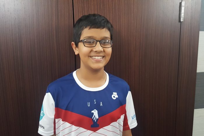 Nikhil Kumar at the 2016 World Cadet Championships where he won gold in the Open Under 12 section