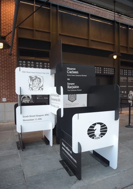 NEW YORK, NY - NOVEMBER 12: General view outside during 2016 World Chess Championship at Fulton Market Building on November 12, 2016 in New York City. (Photo by Jason Kempin/Getty Images for Agon Limited)