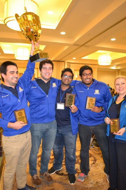 The Pan-American Champions, Webster University Team B, and their coach, GM Susan Polgar