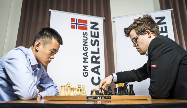 White to play and win, Ding Liren vs Magnus Carlsen