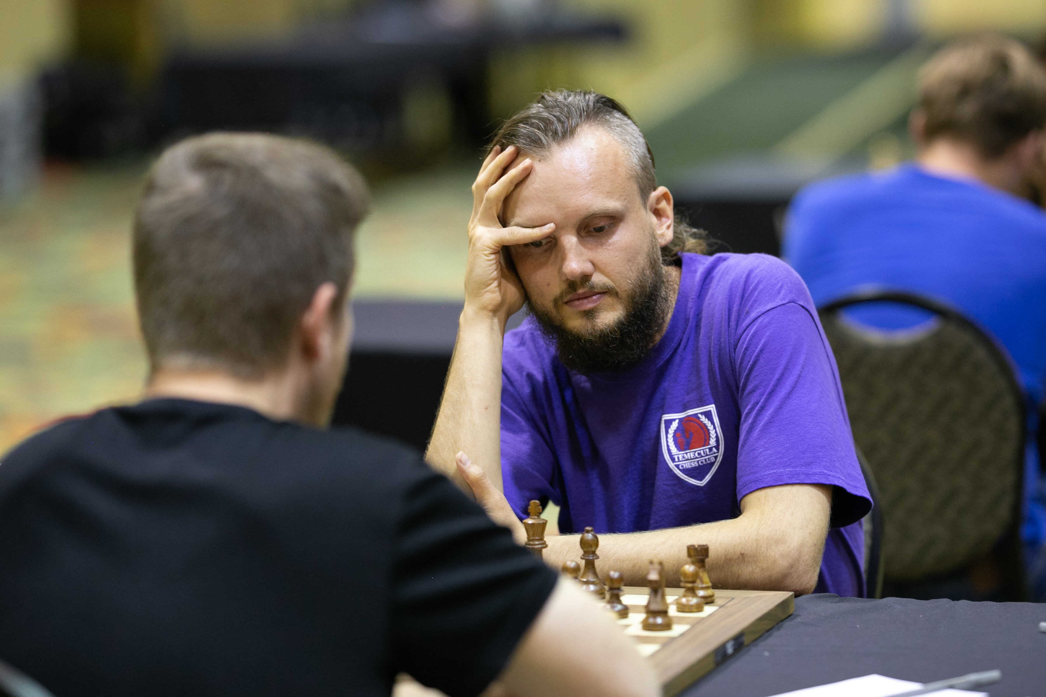 Chess grandmaster Timur Gareyev playing a 10 person blindfold