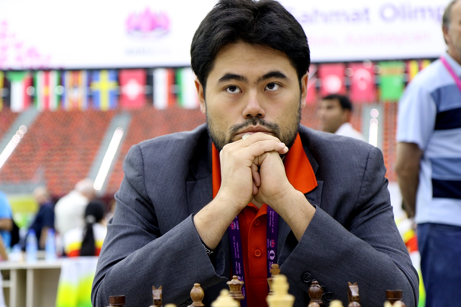 Chess player Hikaru Nakamura of the United States poses at the