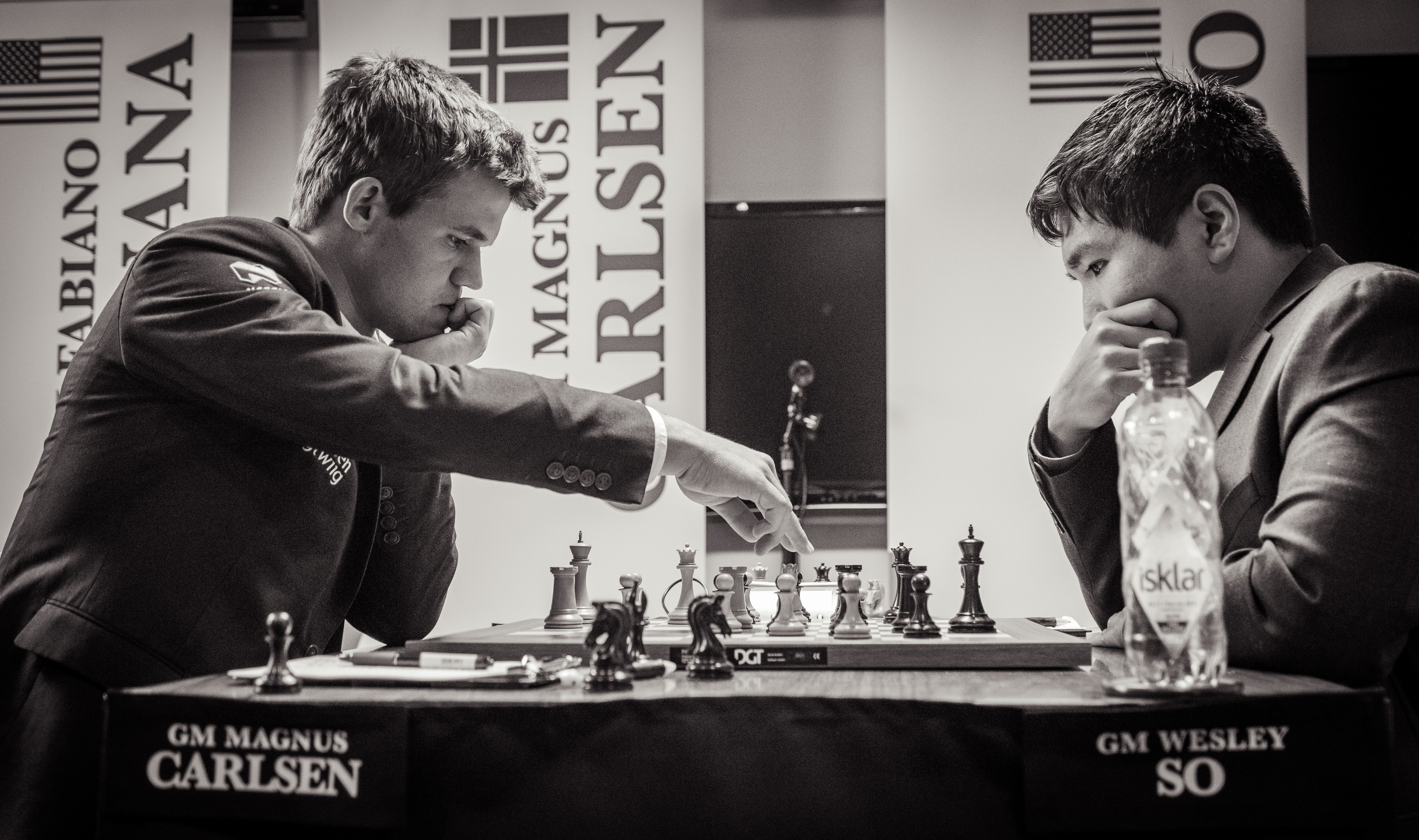 Magnus Carlsen of Norway competes against Daniil Dubov of Russia